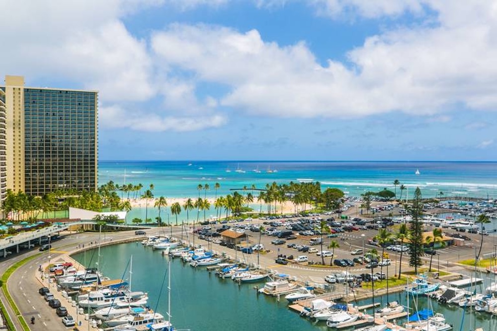 view of marina from Ilikai Tower in Waikiki